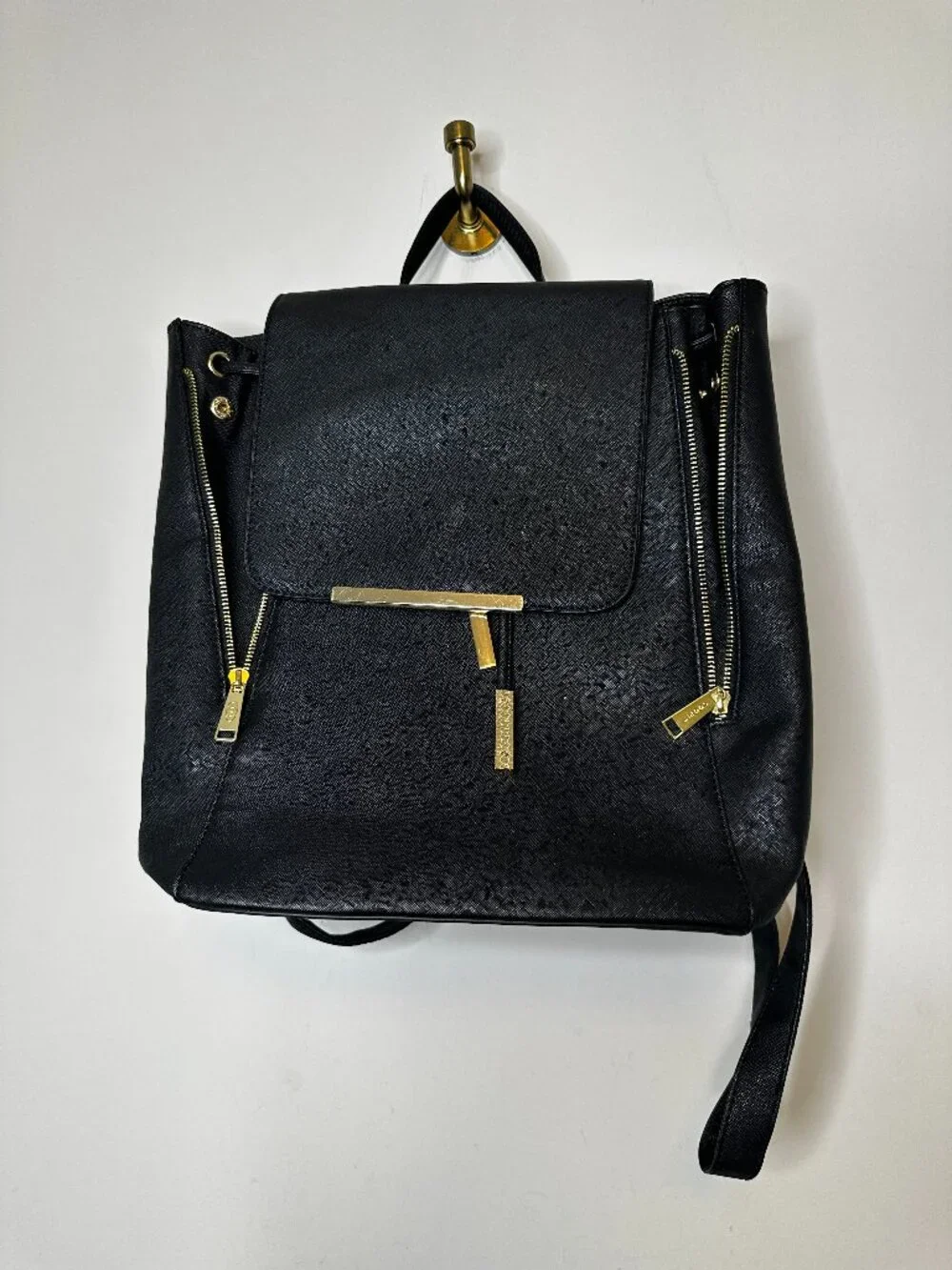 Coofit Black Faux Leather Daypack Backpack